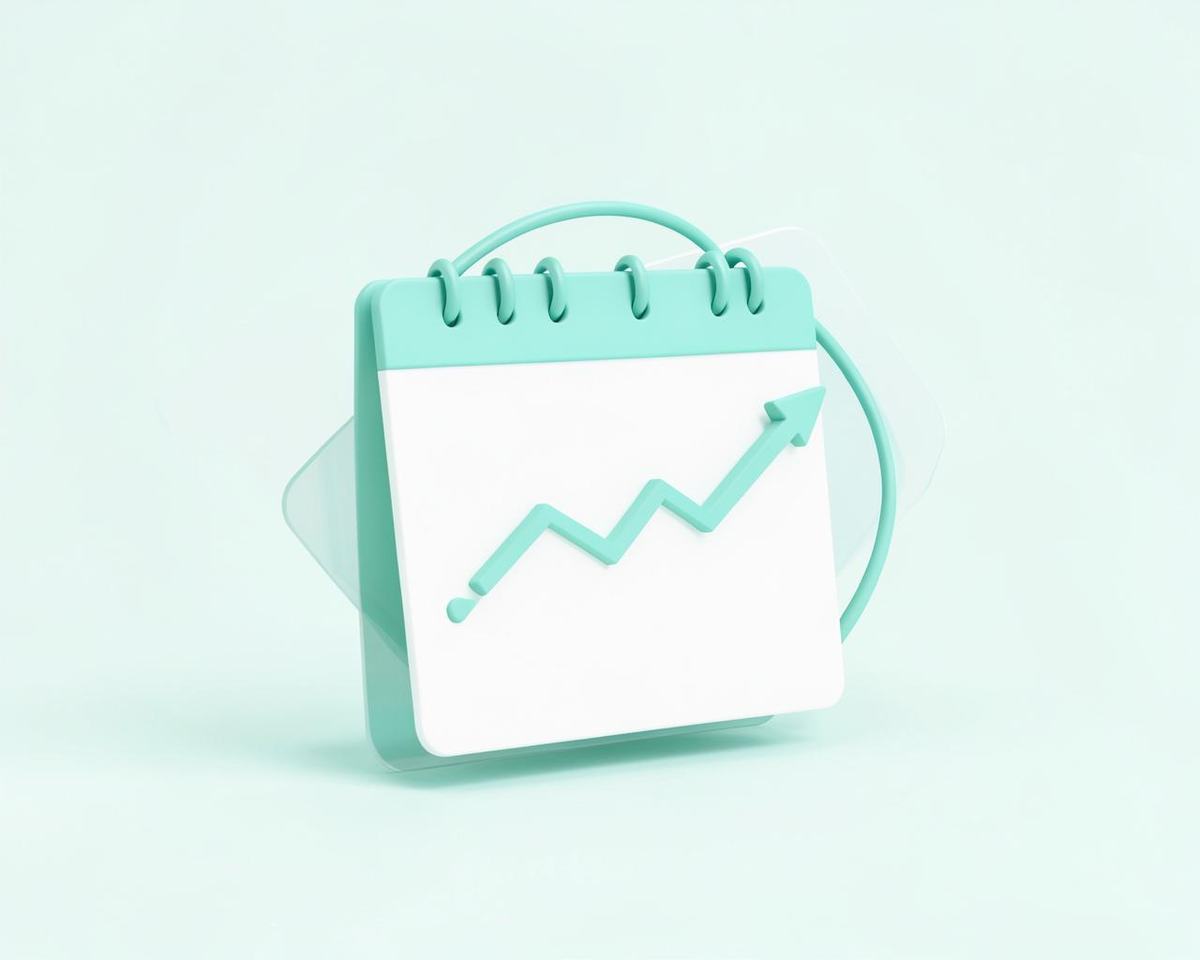 Illustration of a calendar with a rising graph for ongoing reviews